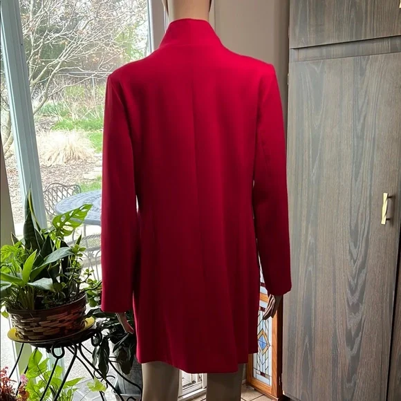 Chico’s Women's Red Jacket with Gold Zipoer Accents and Pockets Like New, Medium - Picture 9 of 14
